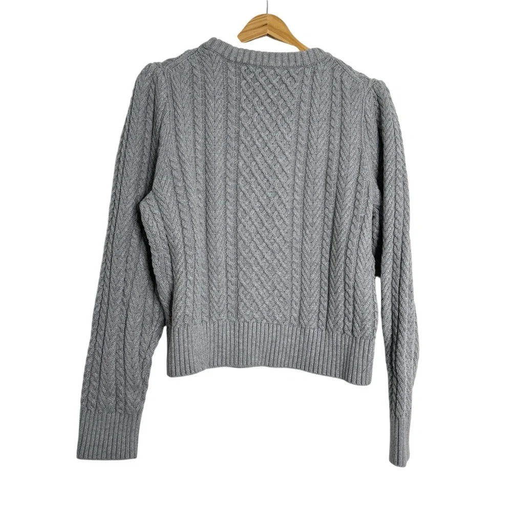 J.Crew Pearl Embellished Cotton Cable‎ Knit Sweater
